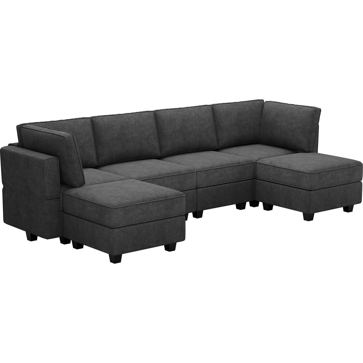 U Shaped Sofa Modular Couch Reversible Storage Ottoman 6 Seater Sofa Large Couches