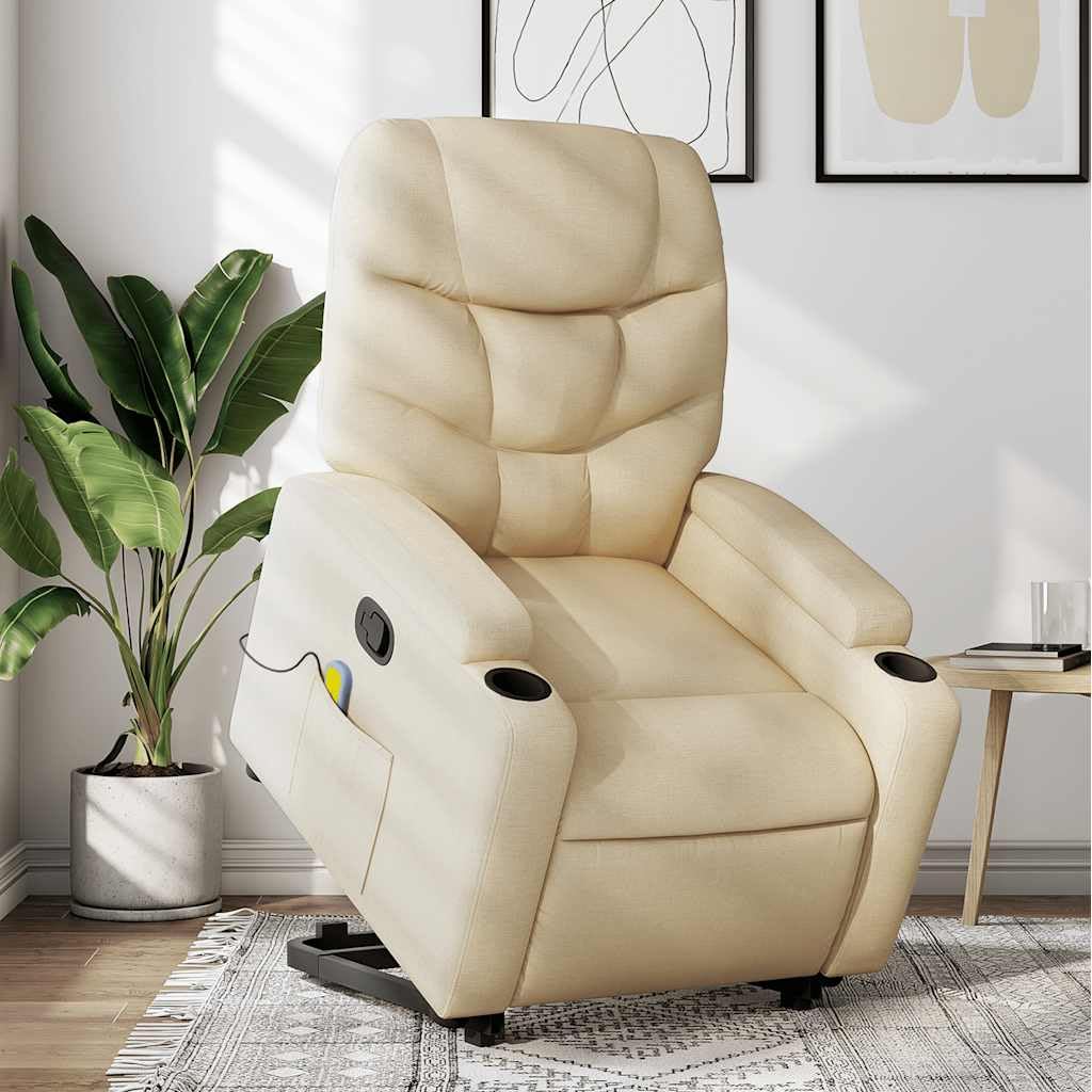 Fabric Power Lift Recliner Chair with 6-Point Vibration Massage - Stand up Assistance Wingback Armchair for Living Room