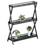 3-Tier Metal Plant Stand - Indoor/Outdoor Aluminum Shelf with Universal Wheel
