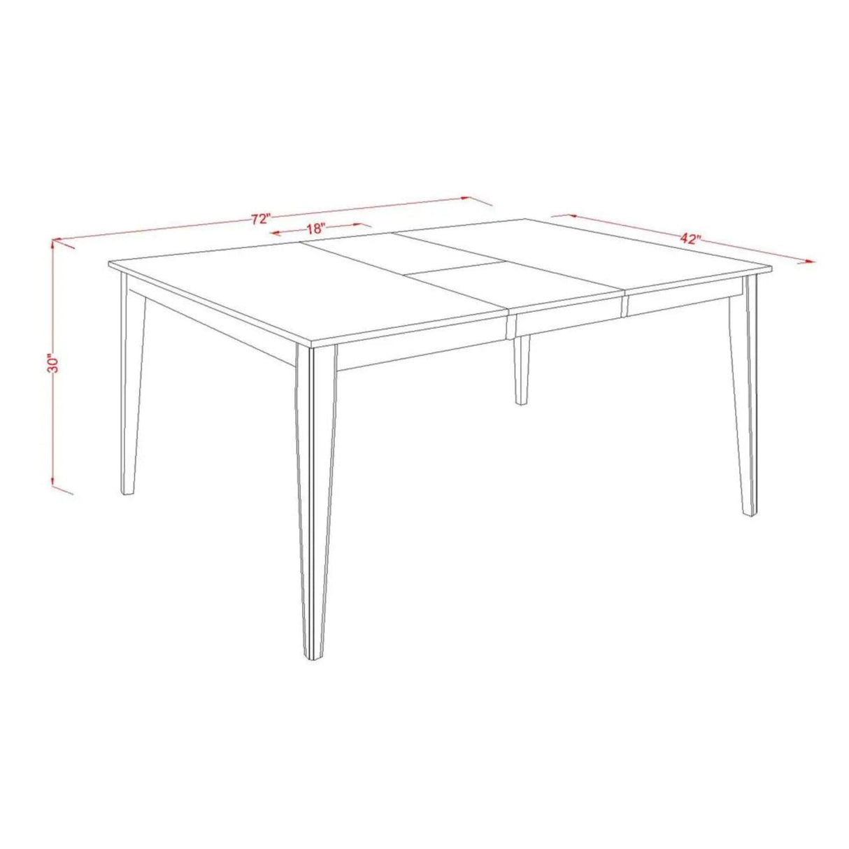 HET-CAP-T Henley Modern Kitchen Table - a Rectangle Dining Table Top with Butterfly Leaf,