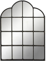 79 Metal Room Wall Mirror Window Pane Inspired Entryway Mirror with Arched Top