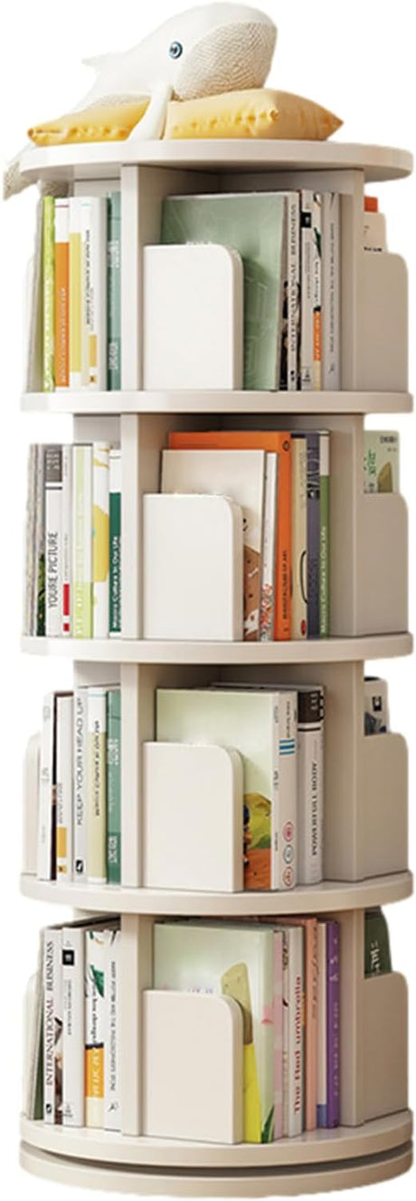 5 Tier Rotating Bookshelf, 360 Display Corner Bookshelf for Small Space