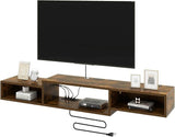 59" Floating TV Stand Wall Mounted with Power Outlet,Wood Wall Mounted Media