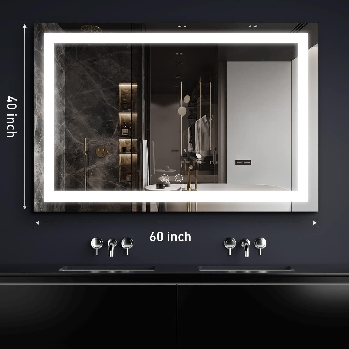 60X40 Inch LED Bathroom Mirror with Light,Lighted Vanity Mirror