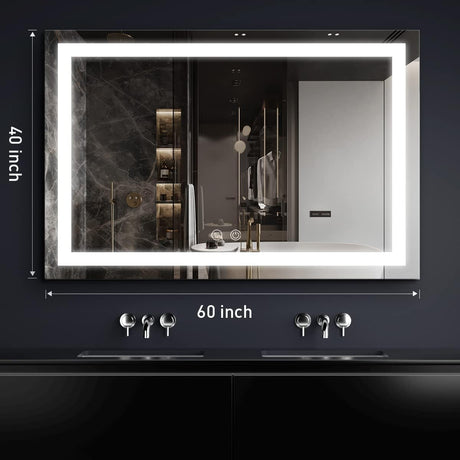 60X40 Inch LED Bathroom Mirror with Light,Lighted Vanity Mirror