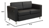 SIX Office Star Atlantic Vinyl Loveseat with Built-in Dual AC and USB Charging