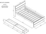 Bed Frame, with 2 Drawers, White High Gloss Headboard Footboard, No Spring Box Needed,