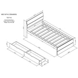 Bed Frame, with 2 Drawers, White High Gloss Headboard Footboard, No Spring Box Needed,