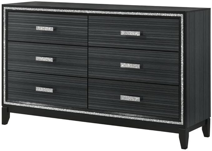 Chelsie Rectangular Wooden Dresser with 6 Drawers and Tapered Legs