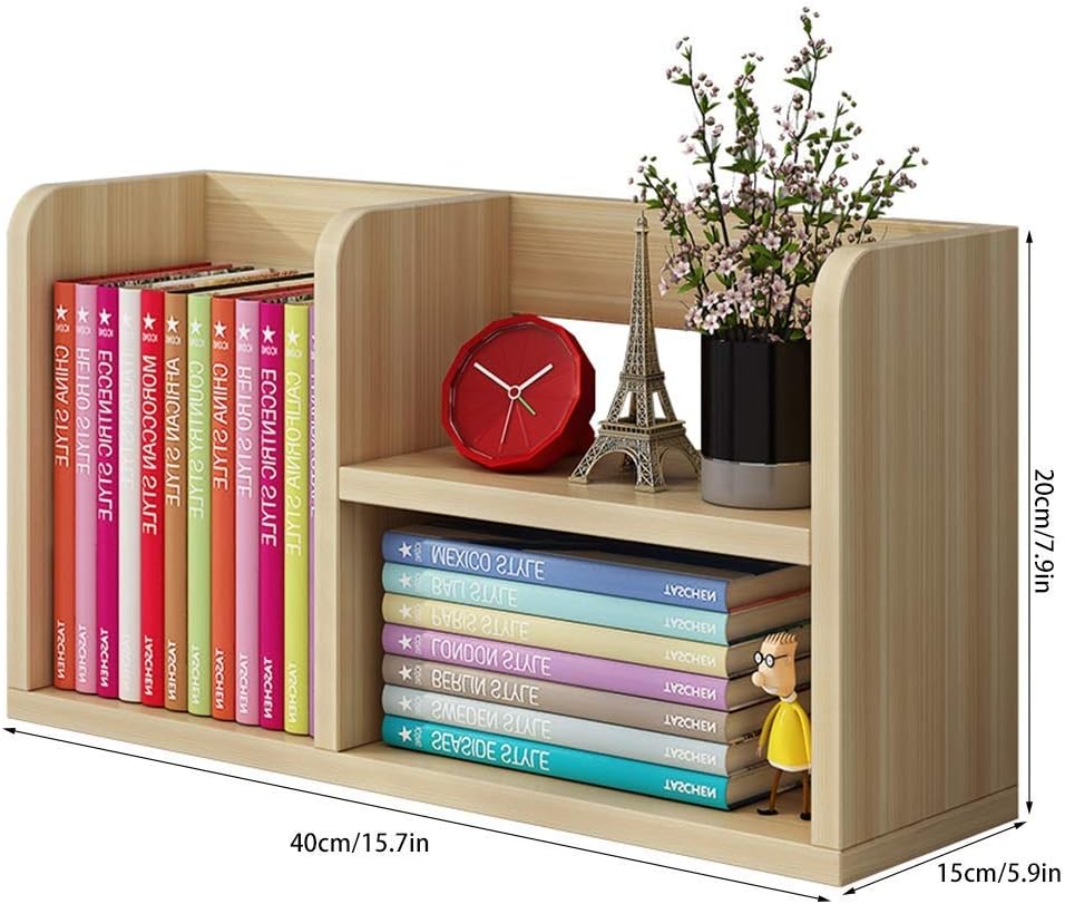 ZKTDJ Bookcases Wood ktop Bookshelf k Organizer Tabletop Storage Rack Small Wooden Co Bookcase Multipurpose Display Shelf Decoration,Natural