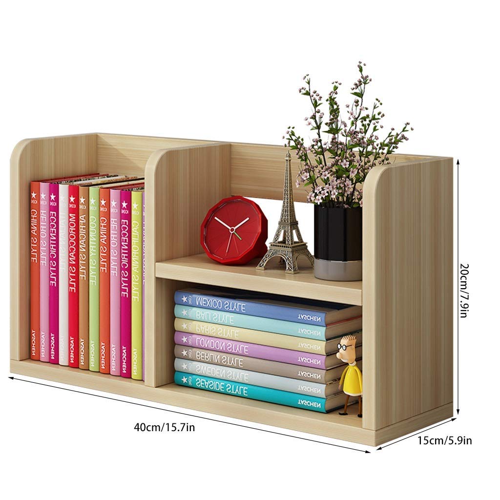ZKTDJ Bookcases Wood ktop Bookshelf k Organizer Tabletop Storage Rack Small Wooden Co Bookcase Multipurpose Display Shelf Decoration,Natural