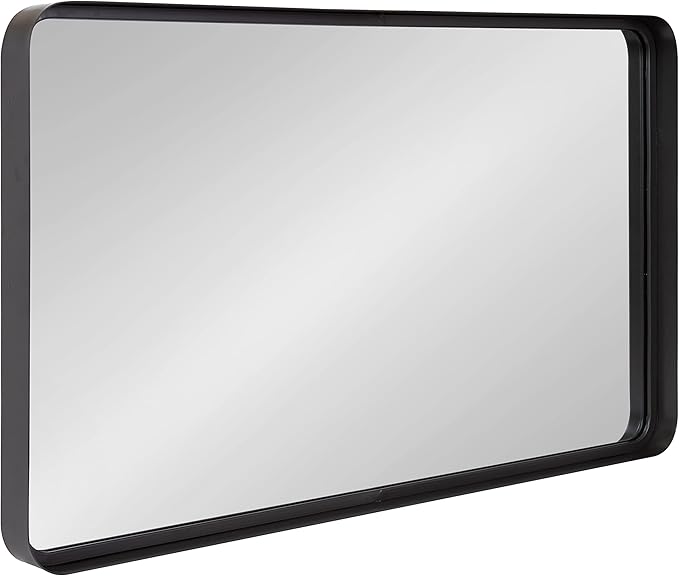 Armenta Modern Soft Rectangle Metal Framed Mirror, 20 x 42, Gol