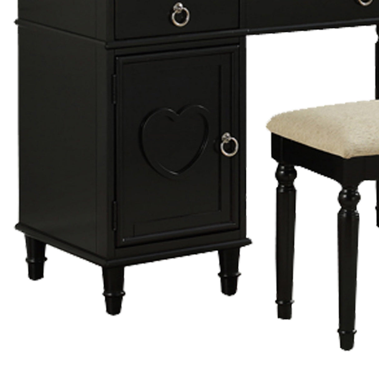 Seraph Featuring Stool and Mirror Black Vanity Set,