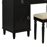 Seraph Featuring Stool and Mirror Black Vanity Set,