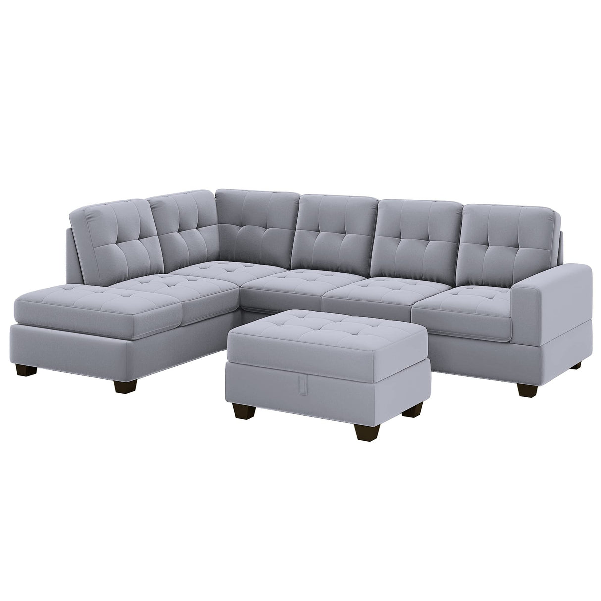 L-Shaped Corner Reversible Sectional Sofa Couch W/Chaise & Storage Ottoman