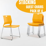 Waiting Room Chairs, Pack of 4 Plastic Chairs Office Guest Chairs & Reception Chairs Staking Chairs for Meeting Room,