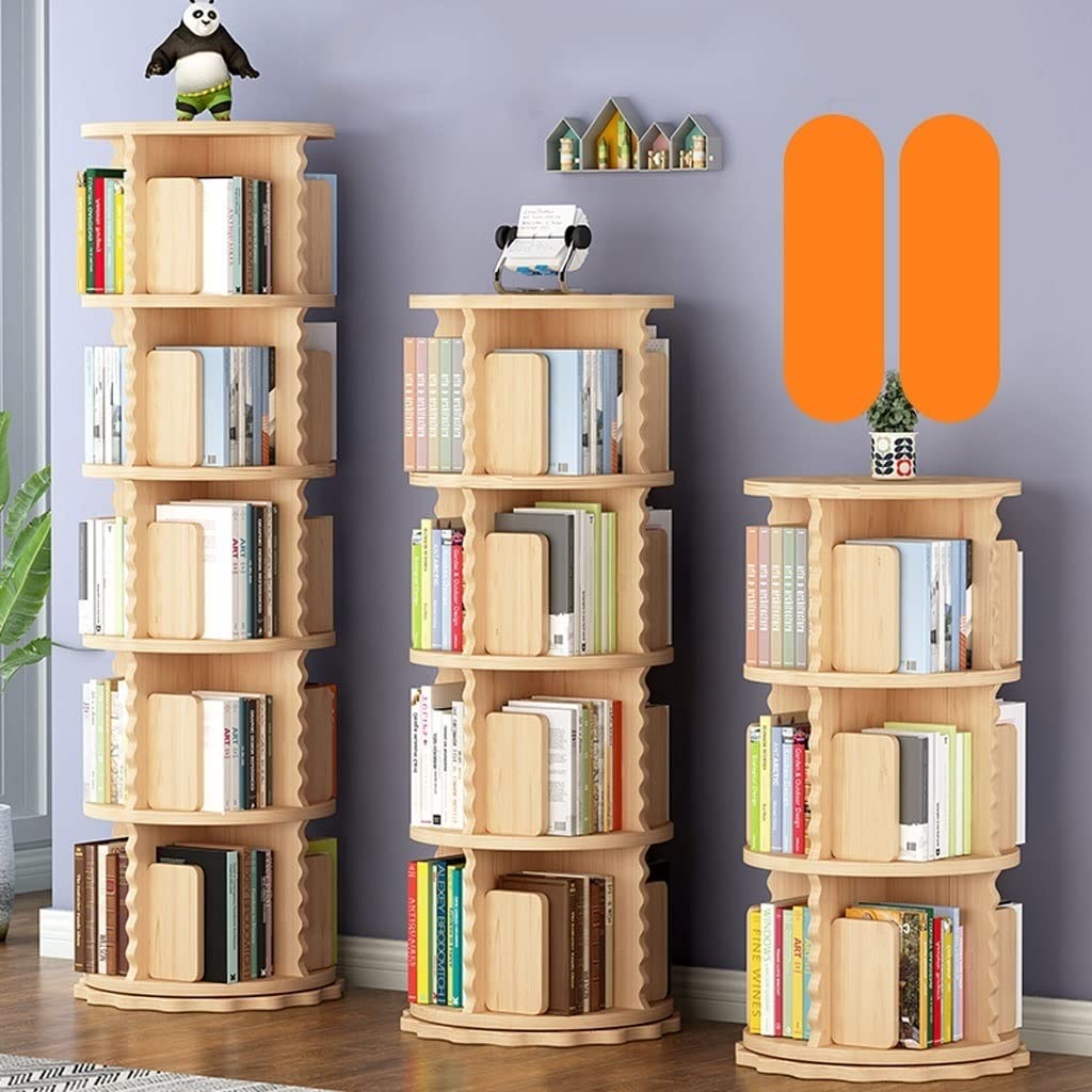 Bedroom Book Shelf Bookcase Pine Rotating Bookshelf Floor Solid Wood Simple Home