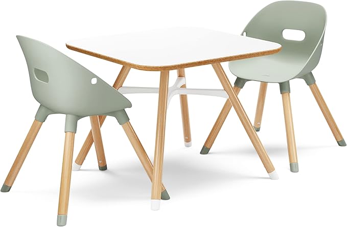 Kids Table and Chairs Set with Sustainably Sourced Wood Kids Table & Set of 2 Non-Toxic