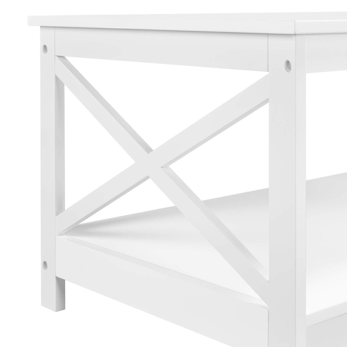 Simple X-Design Cocktail Coffee Table with Storage Shelf, Farmhouse 2-Tier Center Table