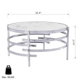 Coffee Table Marble Stone Silver Living Room Table Modern Round Sofa Side Table