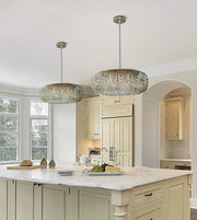 Arabesque-Nine Light Pendant in Crystal style-24 Inches Wide by 12 inches high-Golden Silver