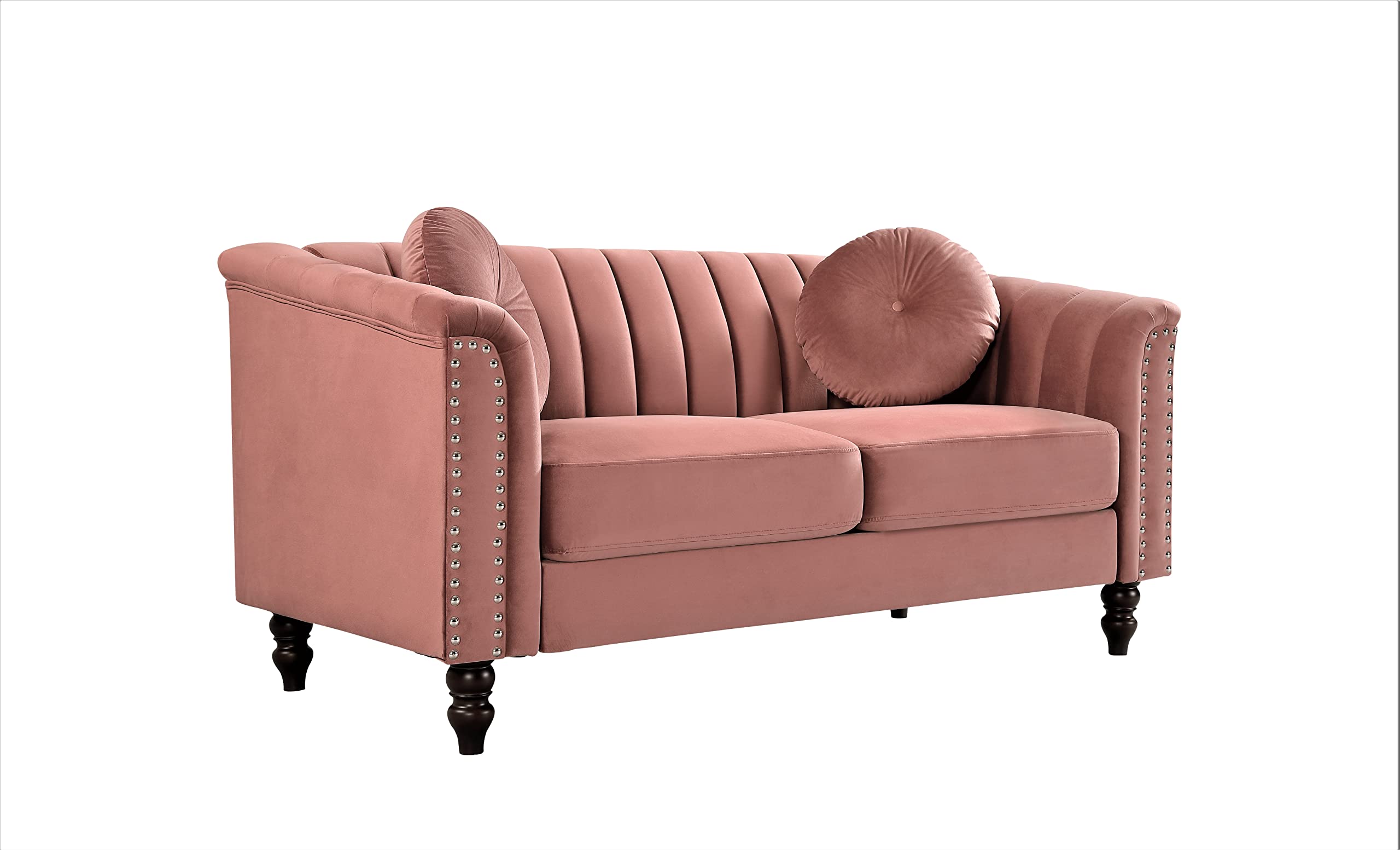 Tufted Velvet Sofa with Removable Cushions and Turned Wood Legs,