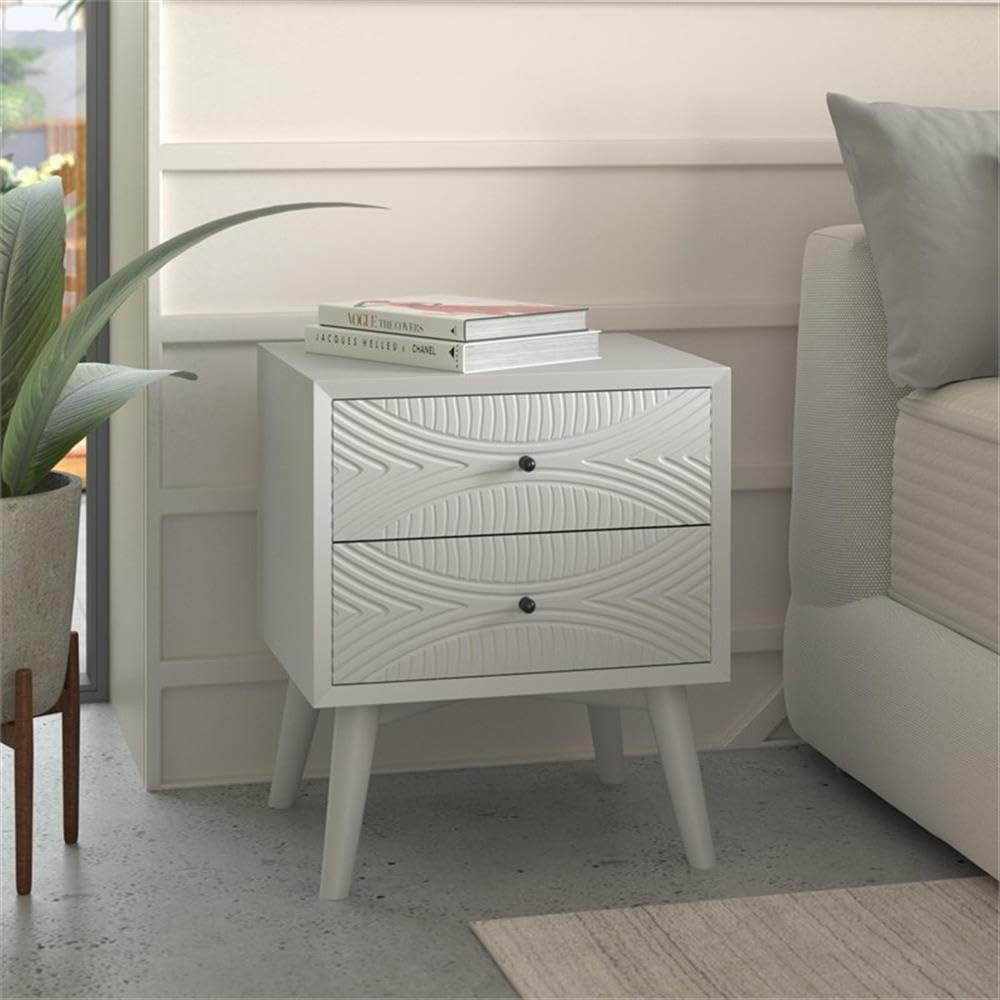 Furniture Tranquility 2 Drawer Nightstand, 22" W X 16" D X 26" H, white