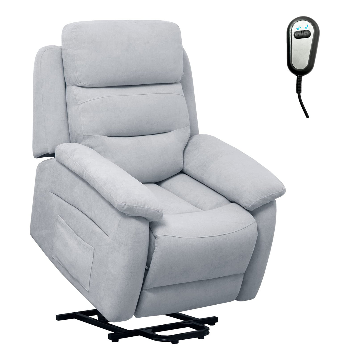 Lift Recliner Chairs for Elderly, Fabric Electric Recliner Chair w/Side Pocket & Remote Control, Living Room Reclining Chair for Seniors Home Theater Bedroom (Grey)