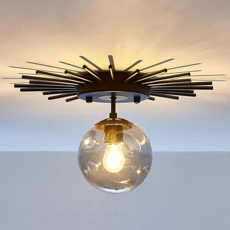 12-Light Glass Globe Sputnik Chandelier Mid-Century Modern