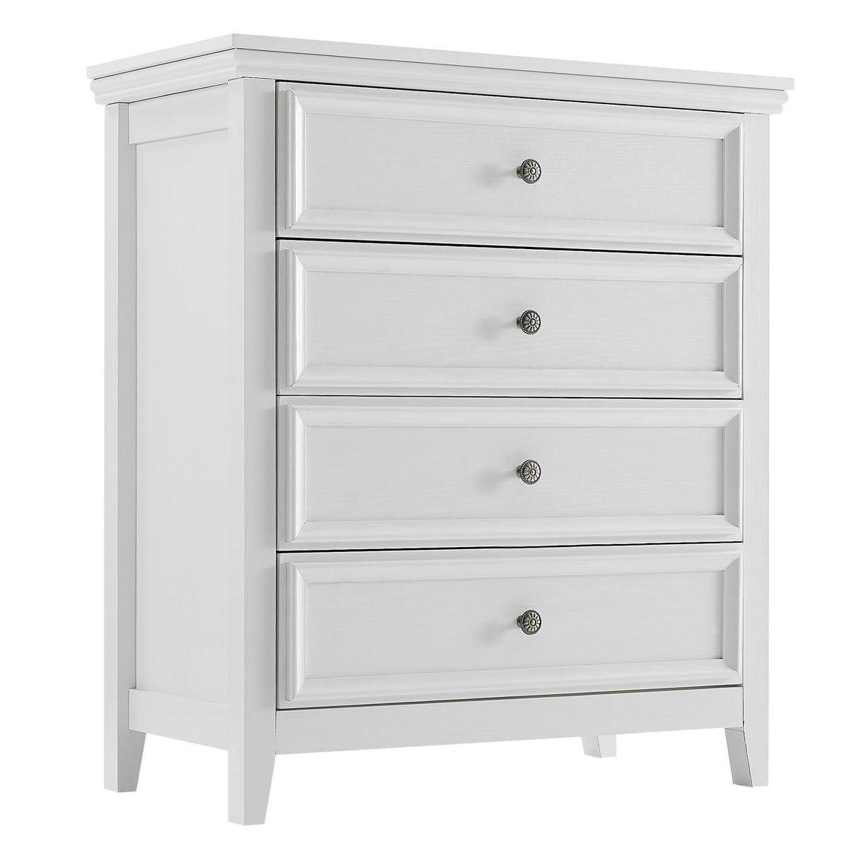 White Dresser for Bedroom, 4 Chest of Drawers, Wooden Dressers Tall Nightstand