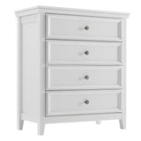 White Dresser for Bedroom, 4 Chest of Drawers, Wooden Dressers Tall Nightstand