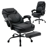 350lbs Reclining Office Desk Chairs with Back Support Footrest, PU Leather Wide