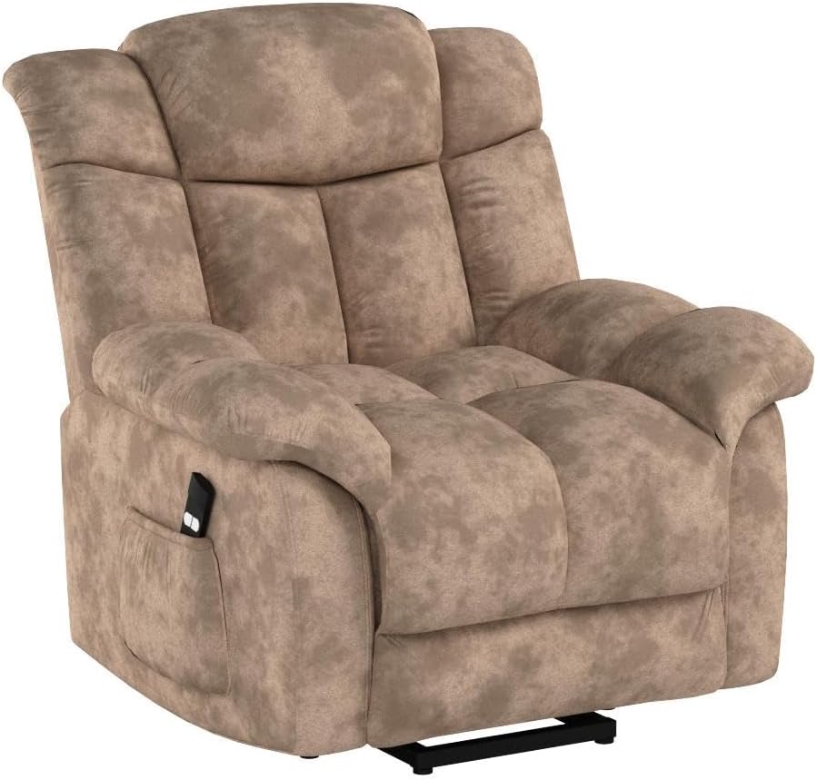 Power Lift Recliner Chair for Elderly- Heavy Duty and Safety Motion Reclining Mechanism-Antiskid Fabric Sofa Living Room Chair with Overstuffed Design, Camel