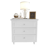 3 Drawers Nightstand, with Wood Legs,Modern White Drawers Dresser Bedside Nightstand