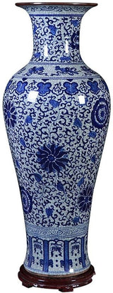 Flower Vase Ceramic Floor Vase Antiblue and White Porcelain Vase Living Room Decoration