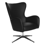 Wilma Swivel Faux Leather Arm Chair with 4-Star Aluminum Base, Dillon Black