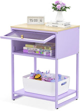 Pink Nightstand,End Tables with Storage Drawer,Bedside Table with Open Storage Shelf