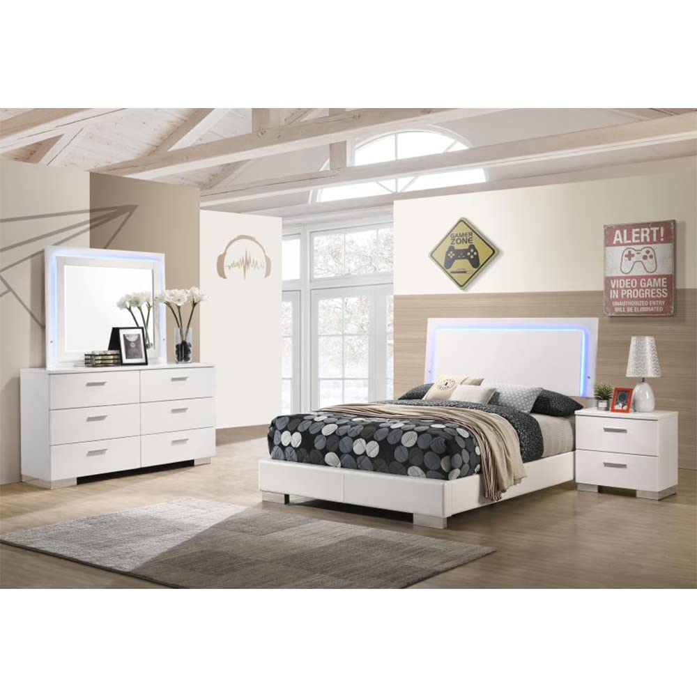 Felicity Full Bed 4-Piece Set, White High Gloss