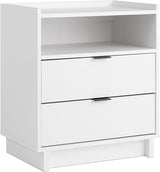 Fremont 2 Drawer Nightstand: Elegant Bedroom Furniture, Bedside Table with Open Shelf