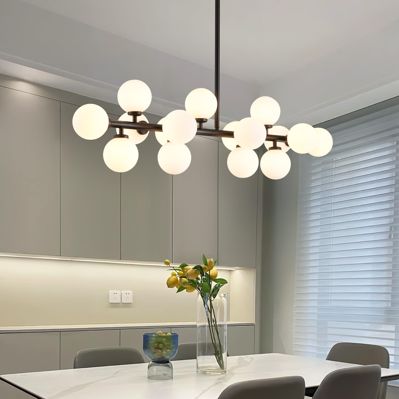 Modern Linear Chandelier Black Hanging Pendant Light