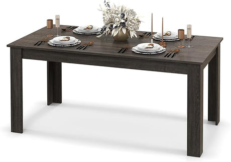 Dining Table for 4-6 People, 63” Modern Kitchen Table with L-Shaped Legs, 330 lbs Weight Capacity