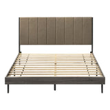 Fabric Queen Size Bed, (U.S. Standard), Brown and Weathered Gray