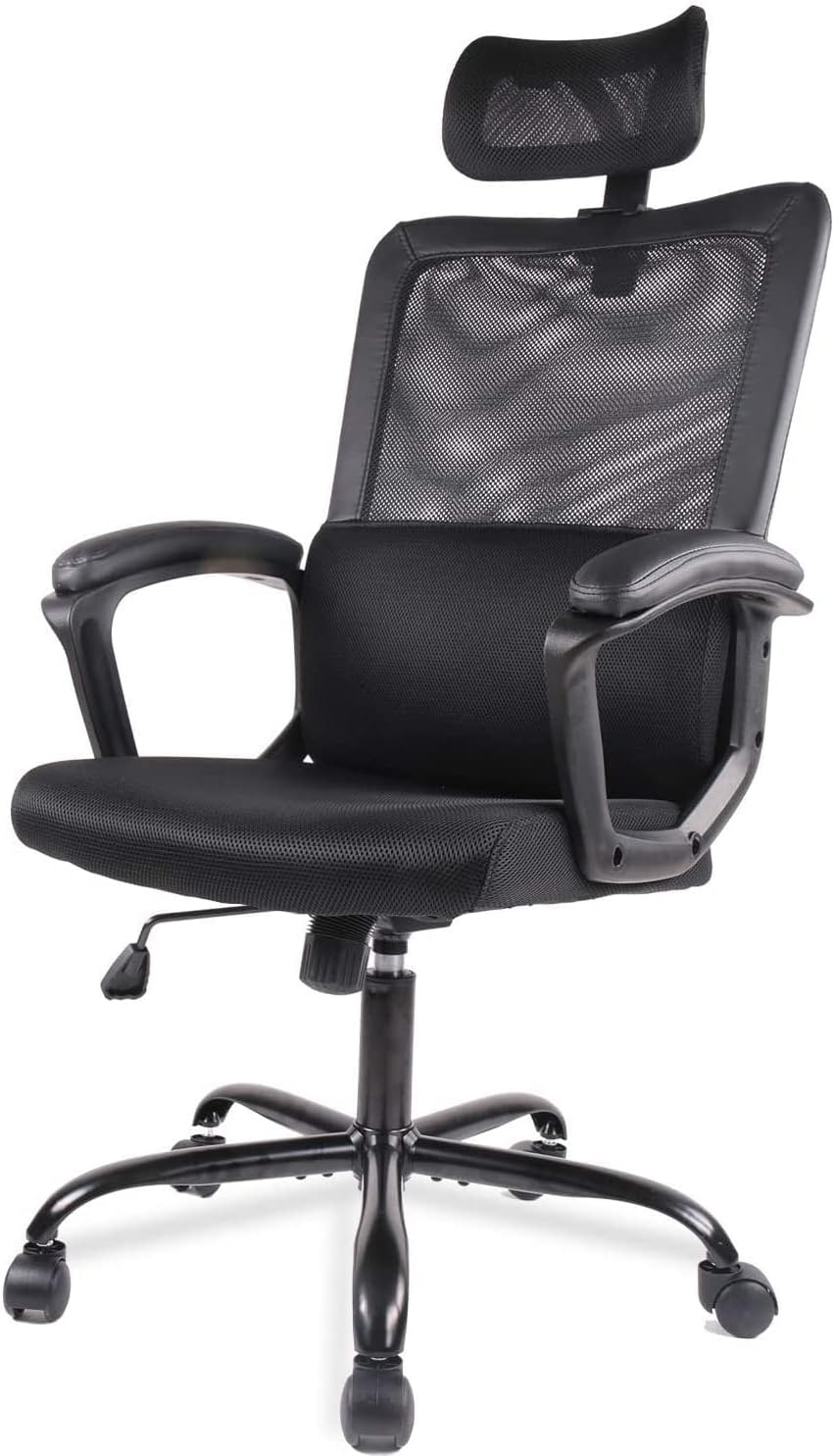 Office Chair, Ergonomic Mesh Home Office Computer Chair with Lumbar Support/Adjustable Headrest/Armrest and Wheels/Mesh High Back