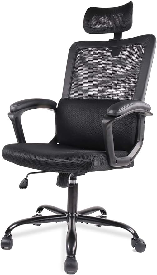 Office Chair, Ergonomic Mesh Home Office Computer Chair with Lumbar Support/Adjustable Headrest/Armrest and Wheels/Mesh High Back