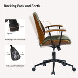 Modern Bentwood Office Chair - Ergonomic Swivel Desk Chair with Adjustable Height