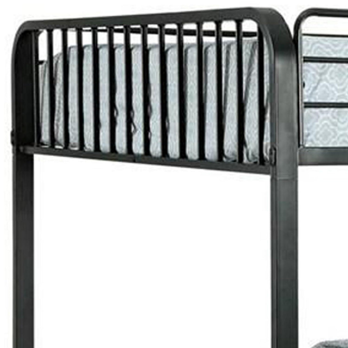 Slatted Design Metal Full Bunk Bed with Attached Ladder, Black