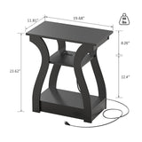 End table with Charging Station, Side Table with USB Ports and Outlets, Nightstand