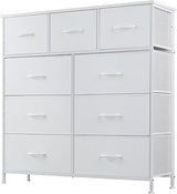 Dresser for Bedroom, Storage Tower with 9, Chest of Drawers with Fabric Bins Sturdy