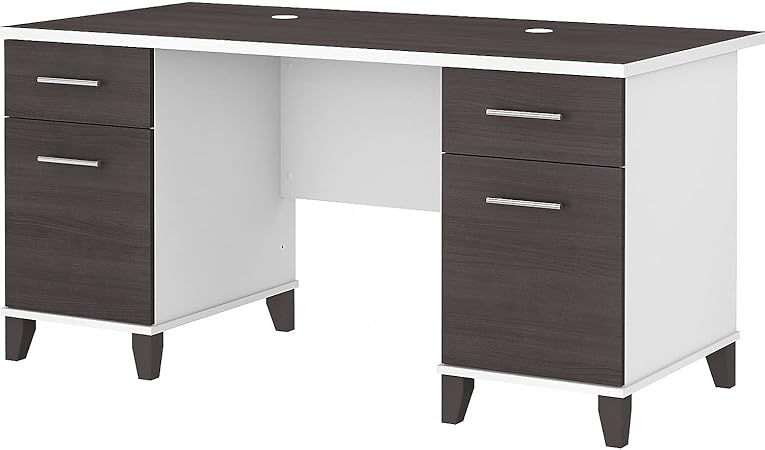 Somerset 60W Office Desk with Drawers in Sand Oak