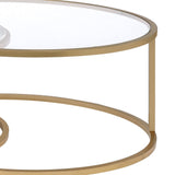 Gold Metal Coffee Tables With Marble Tops, Set Of Two